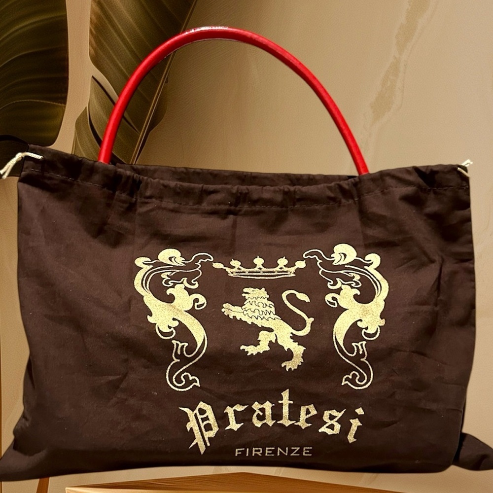 ITALIAN LUX BAG PURCHASED THERE. FAMOUS LION LOGO, DUST BAG PRATESI BRAND - Picture 9 of 10